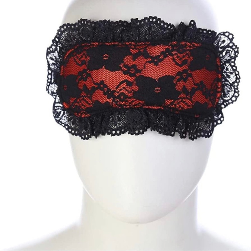 Rectangular Red and Black Laced Sleep Mask